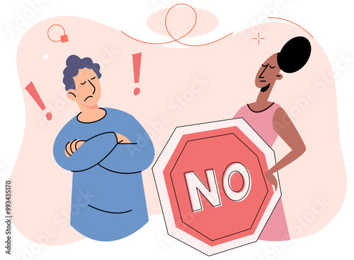 Refuse vector illustration. The denial someones feelings can create barrier to effective communication and connection Refusing to engage in conversation can hinder resolution disagreements The refuse