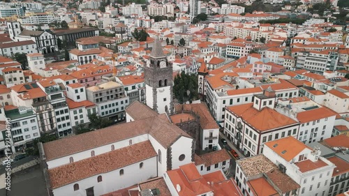Wallpaper Mural The Cathedral of Our Lady of the Assumption, Old Town of Funchal, Madeira Island, Portugal. Aerial drone view. Torontodigital.ca