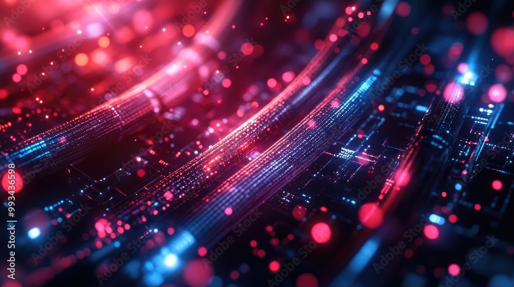 Optical fiber cable on an abstract technology background Optical fiber cable on an abstract technology background
