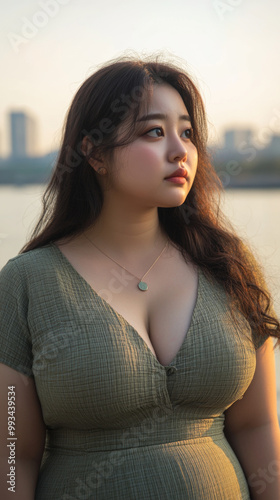 Korean woman in casual wear, standing outdoors in the afternoon light Free Download Korean woman in casual wear, standing outdoors in the afternoon light - GFXLoad