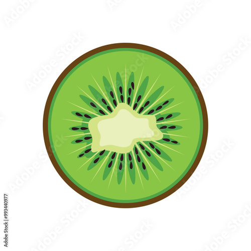 Vector fresh kiwi icon. Kiwi fruit on white isolated background.	