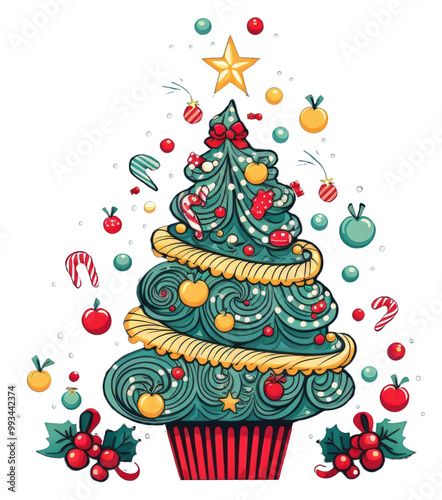 Wallpaper Mural PNG Christmas cake tree illuminated. Torontodigital.ca