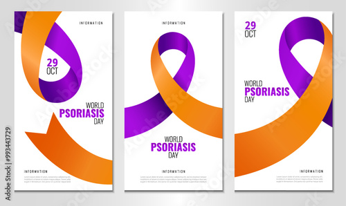 Vector Illustration of World Psoriasis Day. Banner with ribbon. Use as advertising, invitation, banner,
