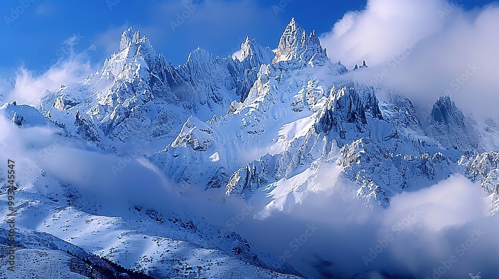 Majestic Snow Mountain with Billowing Clouds: A Breathtaking Natural Spectacle. Witness the Grandeur and Serenity. Majestic Snow Mountain with Billowing Clouds: A Breathtaking Natural Spectacle. Witness the Grandeur and Serenity.