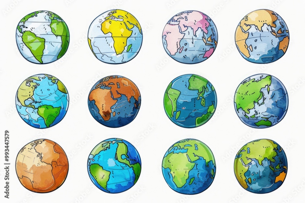 A collection of colorful spheres arranged on a plain white surface A collection of colorful spheres arranged on a plain white surface