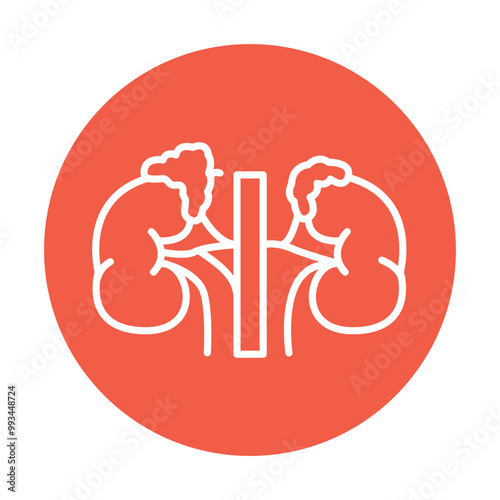 Adrenalectomy black line icon. Operations on the abdominal cavity.