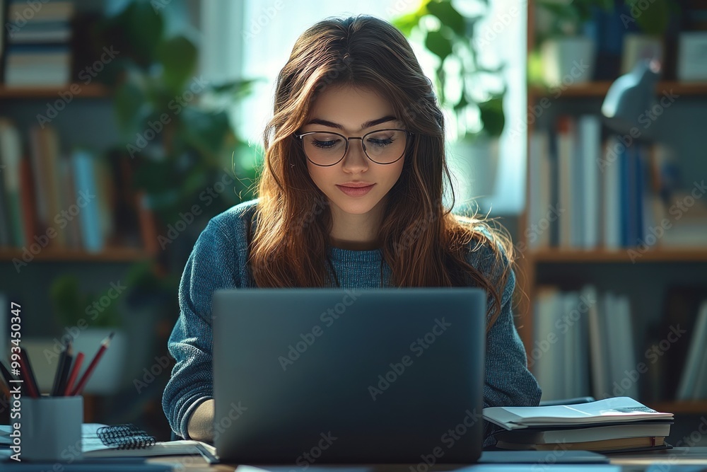 Woman Working on a Laptop
