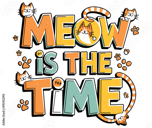 Mew Is the time typography cats t-shirt design.