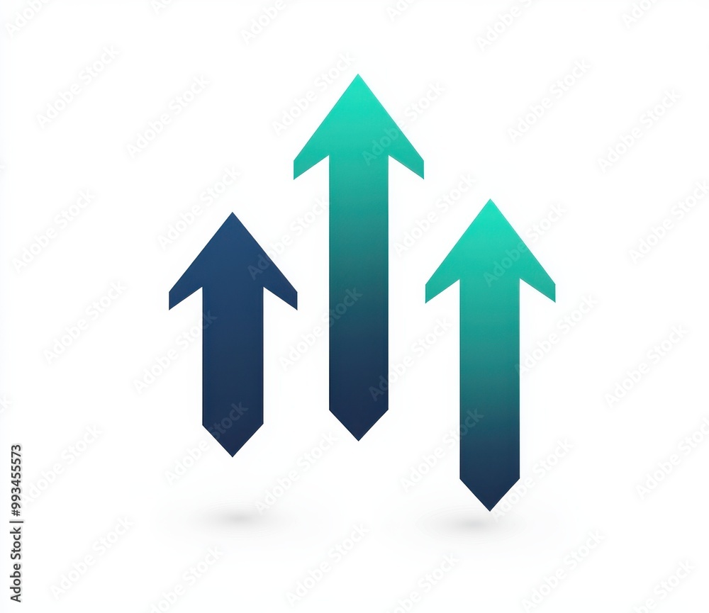 Blue and green arrows pointing upwards on a white background symbolizing growth, progress, and success Blue and green arrows pointing upwards on a white background symbolizing growth, progress, and success