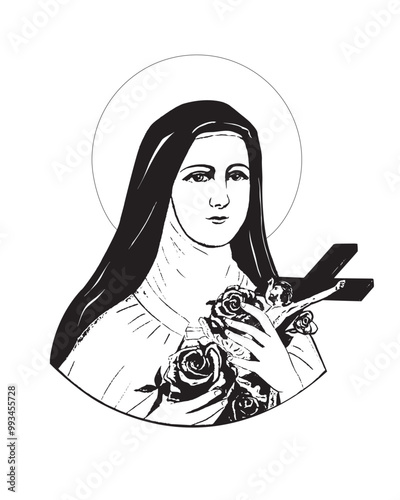 Saint Therese of Lisieux Child Jesus vector catholic religious Illustration