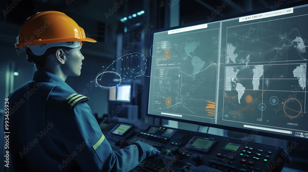 Engineers monitoring the field in a state-of-the-art smart factory Engineers monitoring the field in a state-of-the-art smart factory