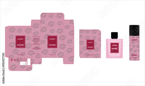 Packaging design, luxury perfume box, deo design mock up box. Illustration vector.