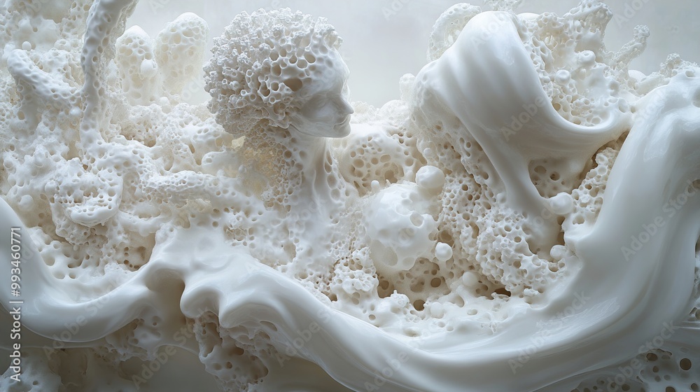 Dreamlike White Abstract Sculpture: Organic Forms and Textures Dreamlike White Abstract Sculpture: Organic Forms and Textures