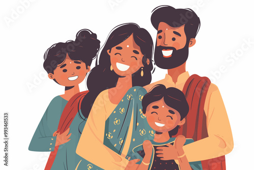 Happy indian family isolated