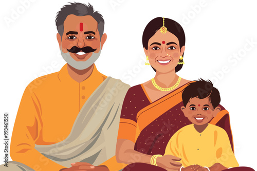 Happy indian family isolated