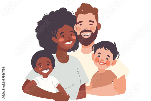 Happy multiracial family isolated