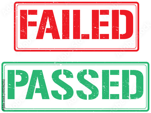 failed and passed sign with grunge effect,rectangle rubber stamp. vector seal