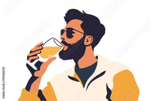 Man drinking wine isolated