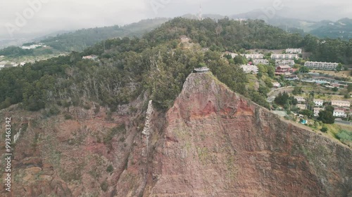 A drone view of the viewpoint on Cabo Girao located on the cliff on the Madeira Island, Portugal