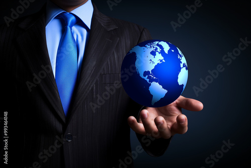 Businessman Holding Globe in Hand