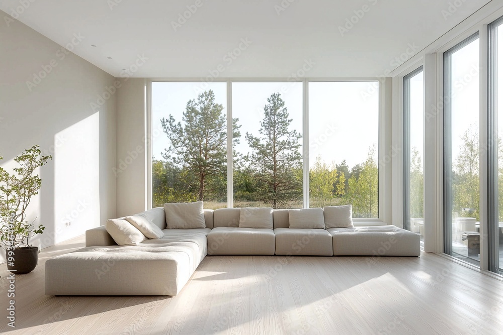A modern living room with a soft white tone finish. A living room photo of a combination of Scandinavian interiors and mid-century modern interiors with comfortable sofas. Generative AI
A modern living room with a soft white tone finish. A living room photo of a combination of Scandinavian interiors and mid-century modern interiors with comfortable sofas. Generative AI