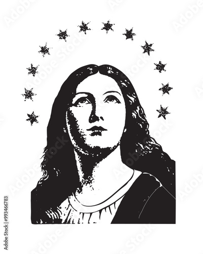 Immaculate Conception Vector Virgin Mary Our Lady of the assumption Catholic religious Illustration