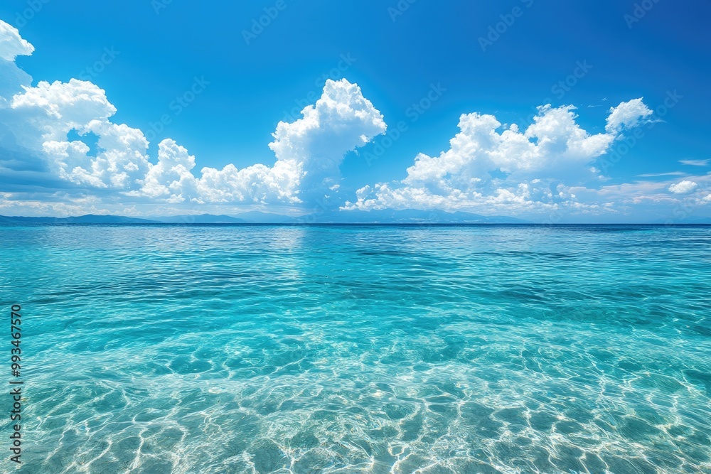 Crystal clear water meeting blue sky on the horizon Crystal clear water meeting blue sky on the horizon