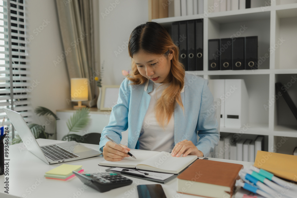 a businesswoman is working in her office, an entrepreneur works on new project in a workplace, a female employee is working in big company in her nice office, strategy and idea a businesswoman is working in her office, an entrepreneur works on new project in a workplace, a female employee is working in big company in her nice office, strategy and idea