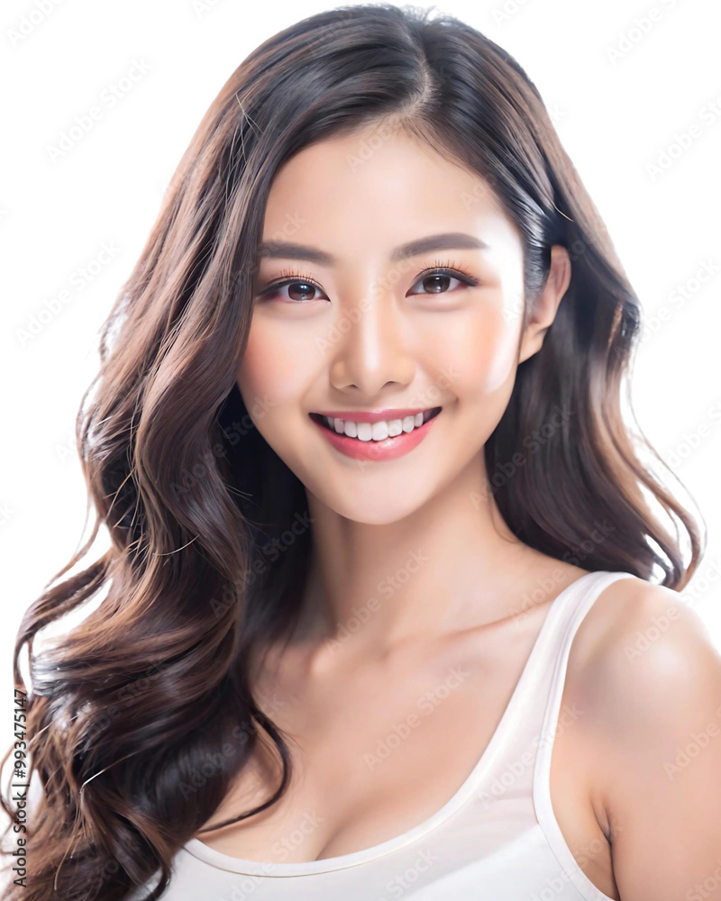 close up face portrait of young pretty Asian woman with bright flawless skin with light and shadow play, beauty cosmetic , skincare, sunscreen fashion portrait ,copy space isolated white background close up face portrait of young pretty Asian woman with bright flawless skin with light and shadow play, beauty cosmetic , skincare, sunscreen fashion portrait ,copy space isolated white background