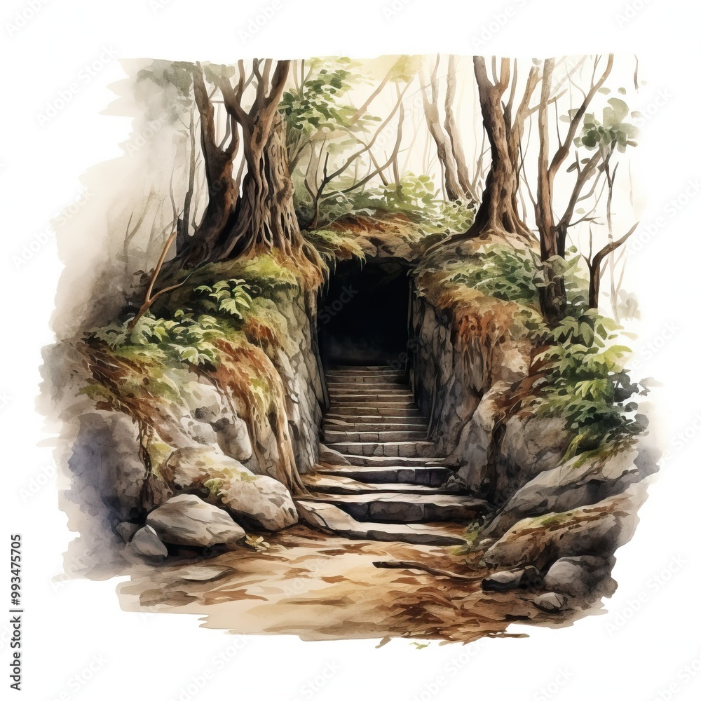 Fototapeta premium Mysterious forest path leading into darkness