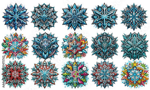 Christmas Snowflakes T-shirt Design, Hand-drawn festive vector illustration on a clean white background. Isolated snowflake concept, high-quality artwork perfect for holiday t-shirt prints.