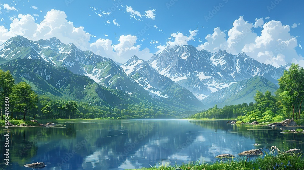 Fototapeta premium Gorgeous Natural Landscape Scenery Background: A Captivating Visual Feast. Discover the Tranquility and Beauty.