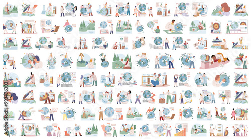 Scientific experiment. Vector illustration. Professionals in field science drive innovation through their research and discoveries Analysis studies and experiments provides valuable insights