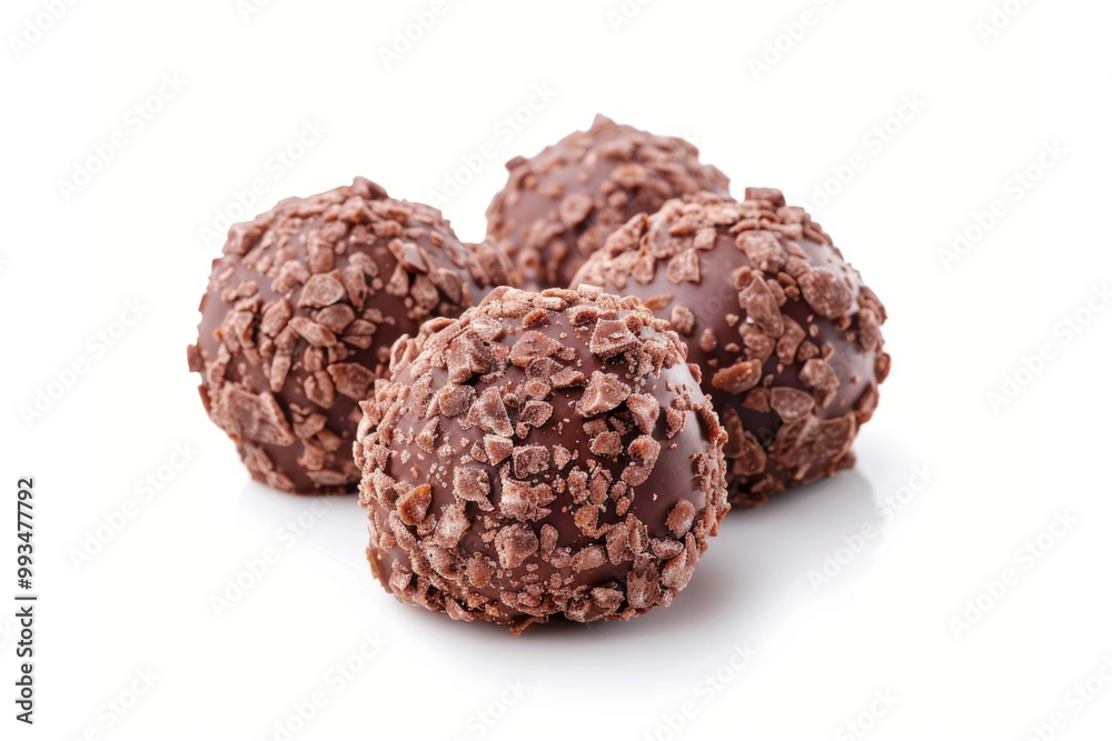 A group of chocolate balls arranged neatly on a white surface, perfect for food photography or branding purposes A group of chocolate balls arranged neatly on a white surface, perfect for food photography or branding purposes