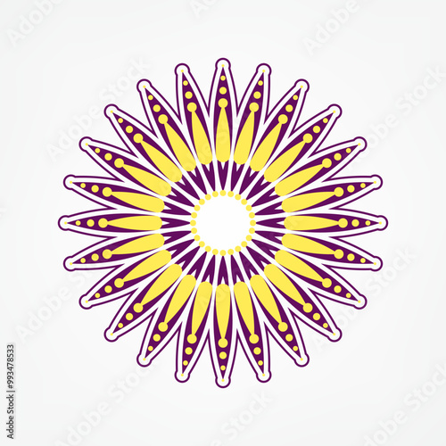 Simple sun shape mandala illustration vector