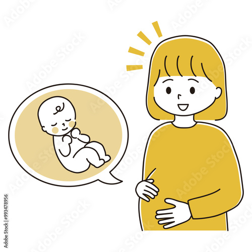 赤ちゃんと幸せそうな妊婦さんのイラスト