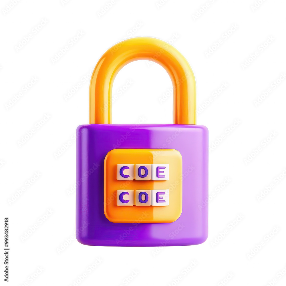 A vibrant illustration of a purple padlock with a yellow shank and a combination dial. It showcases a playful design ideal for digital graphics. A vibrant illustration of a purple padlock with a yellow shank and a combination dial. It showcases a playful design ideal for digital graphics.