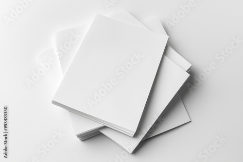 Blank A4 Stacked Paper Mockup isolated created with Generative AI