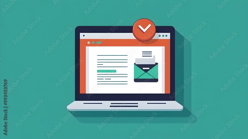 Laptop Displaying Email Notification on Screen in Digital Workspace Laptop Displaying Email Notification on Screen in Digital Workspace