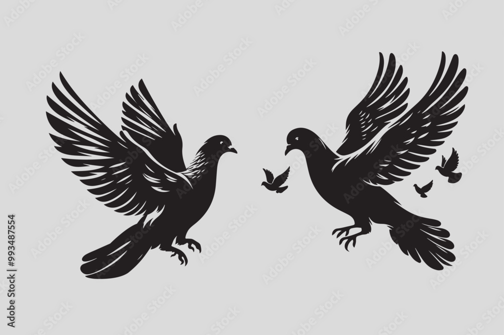 Pigeon vector illustration and bird art Pigeon vector illustration and bird art