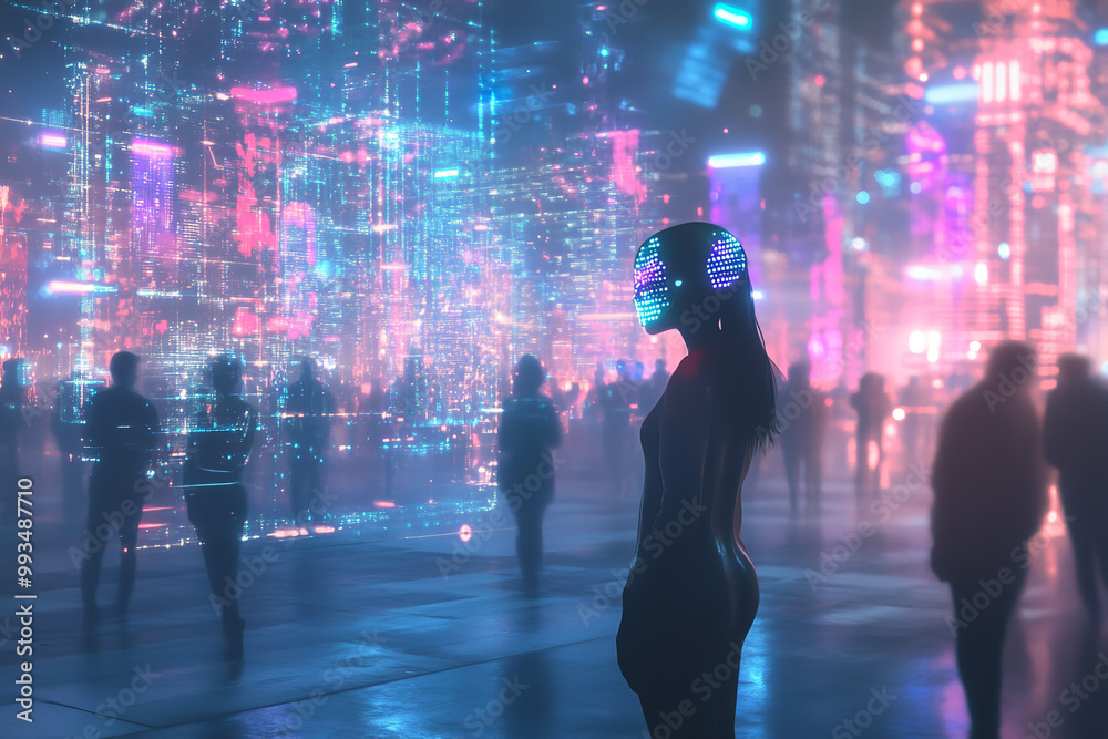 Futuristic New Year's Eve Party with Holograms and Neon Lights Futuristic New Year's Eve Party with Holograms and Neon Lights