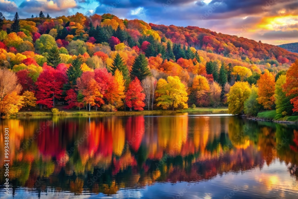 Fototapeta premium Serene Fall Nature Desktop Backgrounds with Vibrant Colors and Tranquil Landscapes for Autumn Vibes