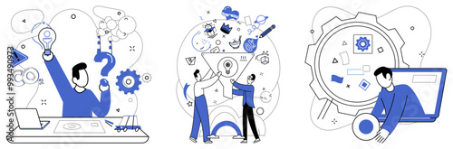 Change management vector illustration. Change management is compass steering businesses through dynamic seas improvement Strategic planning is cornerstone upon which pillars change management