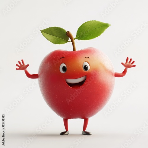 3d apple character with a smile