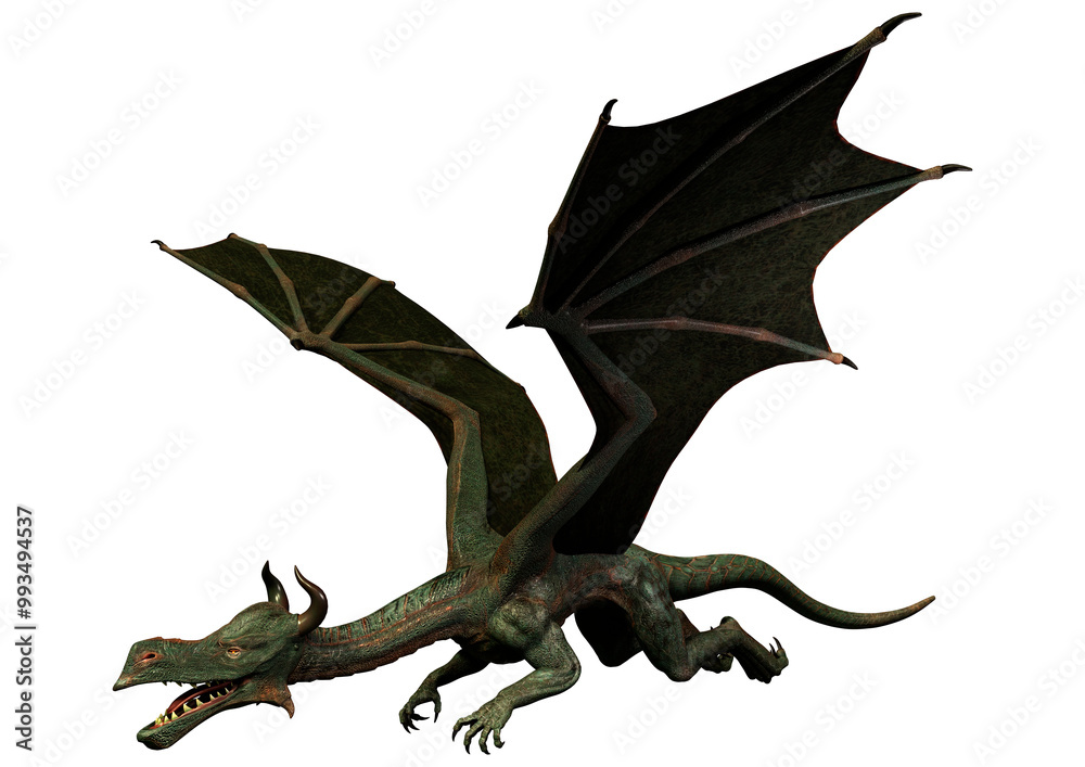 Fototapeta premium 3D Rendering Fairy Tale Dragon on White