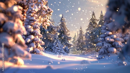 winter forest illustration.