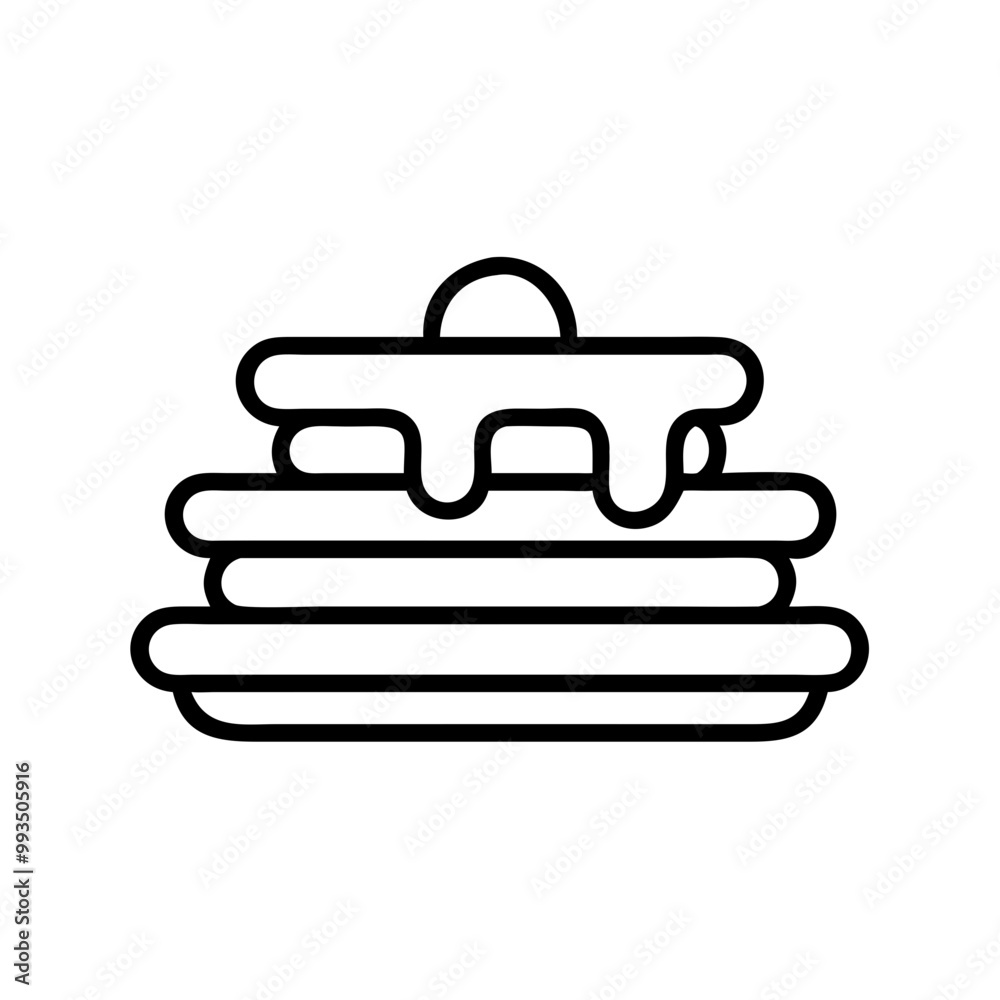 Outline vector icon of a stack of waffles with syrup in minimalist style Outline vector icon of a stack of waffles with syrup in minimalist style