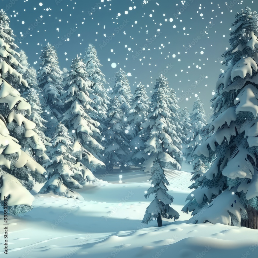 Fototapeta premium winter forest illustration.