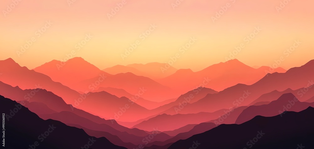 Stunning mountain range silhouettes under a vibrant sunset sky. Stunning mountain range silhouettes under a vibrant sunset sky.