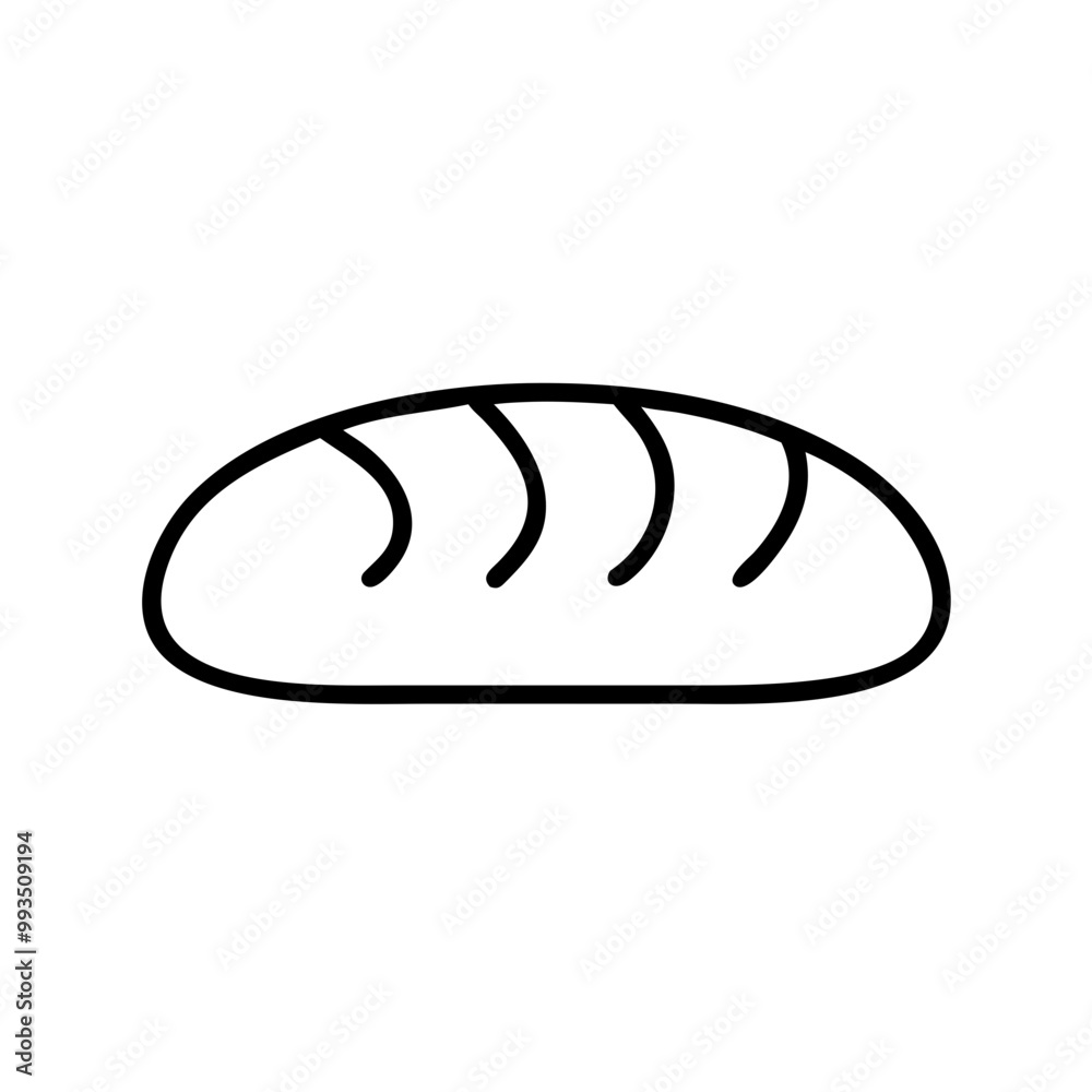 Outline vector icon of a loaf of bread in minimalist design Outline vector icon of a loaf of bread in minimalist design